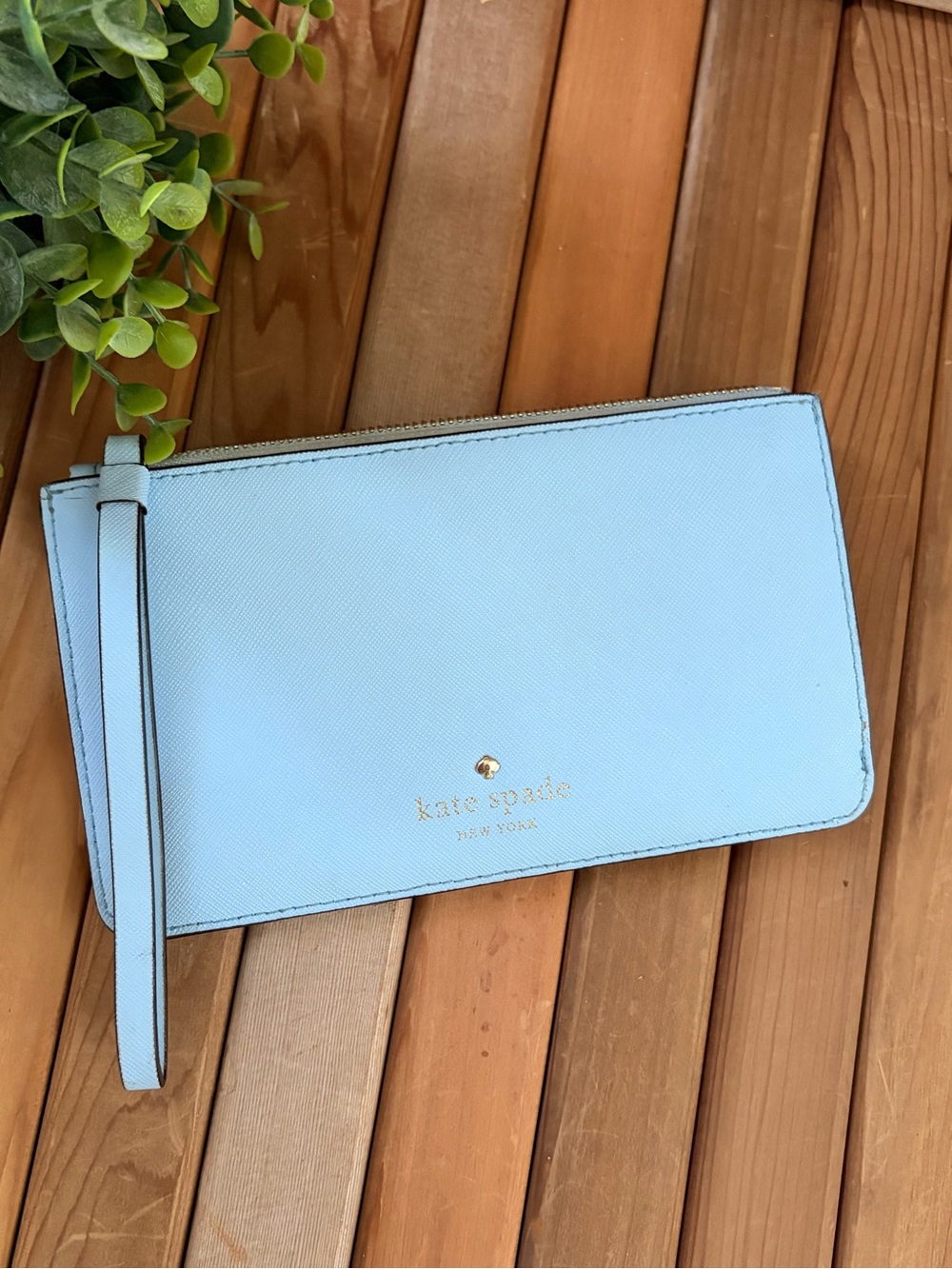 Kate Spade New York Cedar Street Karolina Saffiano Leather Wristlet, Grace Blue